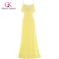 Grace Karin Yellow Occident Women's Summer Spaghetti Straps Long Beach Dress Maxi Dress CL008933-2